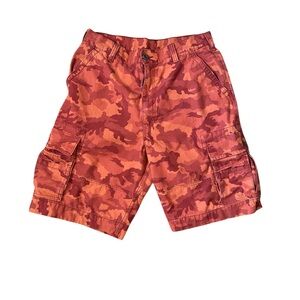 Men's Red Orange Camouflage Cargo Shorts